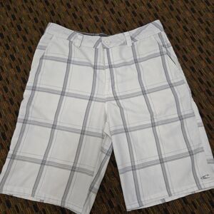 O’Neill Shorts Mens 30 White Plaid Casual Flat Front Surf Skate Summer